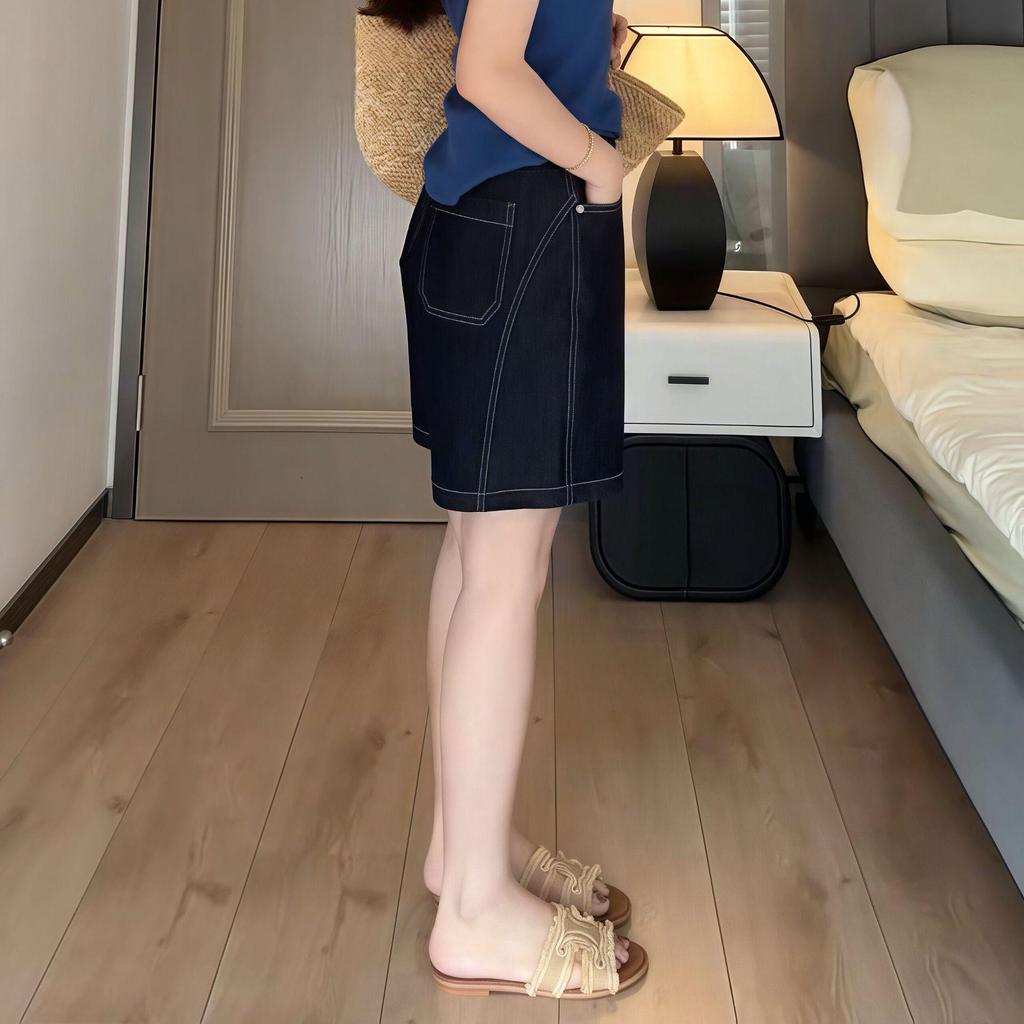 Women's Versatile Deep Blue Denim Shorts - Summer 2026 Thin Style, Plus Size, Loose Slimming Fit