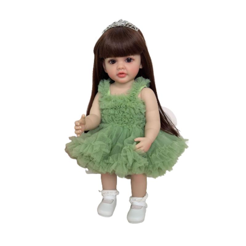 

22 дюйма Npk Куклы Реборн Реалистичные Новорожденные Полное Тело Реалистичная Игрушка Платье Зеленое