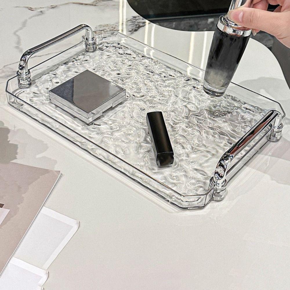 Water Ripple Rectangular Service Tray Transparent Bathroom Tray Tea Cup Tray  Living Room