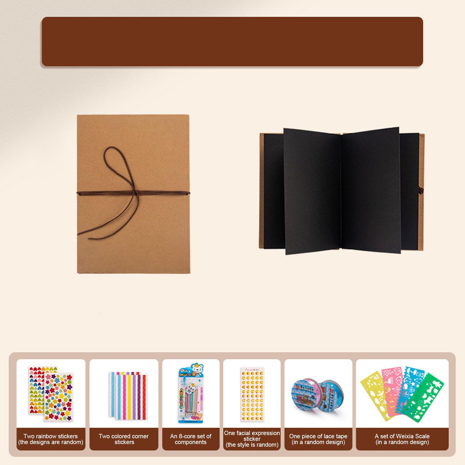 

Accordion- Folding Retro Blank Stackable Commemorative Album Travel Photo Album Handmade Black Card Record Book 64ml One Size