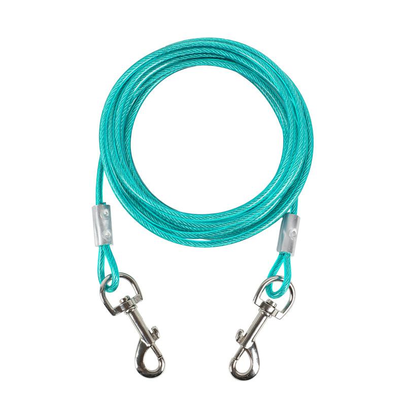 Pet Traction Rope Dog Rope Dog Chain Iron Chain Double Head One Drag Two Wire Rope Dog Pile Bolt Dog Rope Fixing Rope