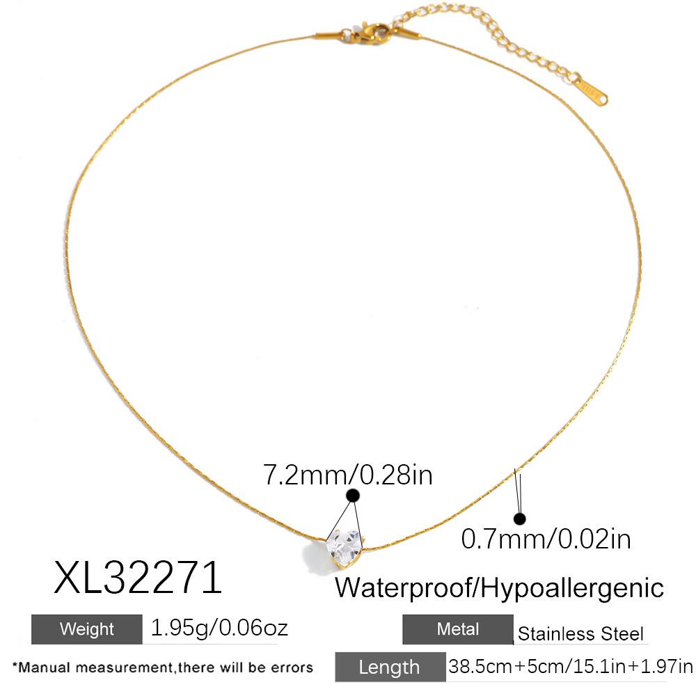 SUMMLY Dainty Heart Zircon Necklace Adjustable Stainless Steel 18K Gold Plated Y Chain Necklace for Women Fashion Jewelry