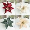 High-End Champagne Poinsettia: Flannel Wine Red & White Artificial Christmas Flower