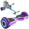 Hoverboard + Kart RCB 2-în-1 6,5 inch Bluetooth și LED – Karting reglabil – violet/verde – cadou ideal copii