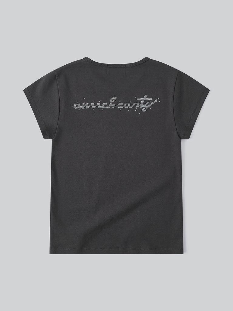 Aenhacheu Slim Modal Lettering Tee_Charcoal