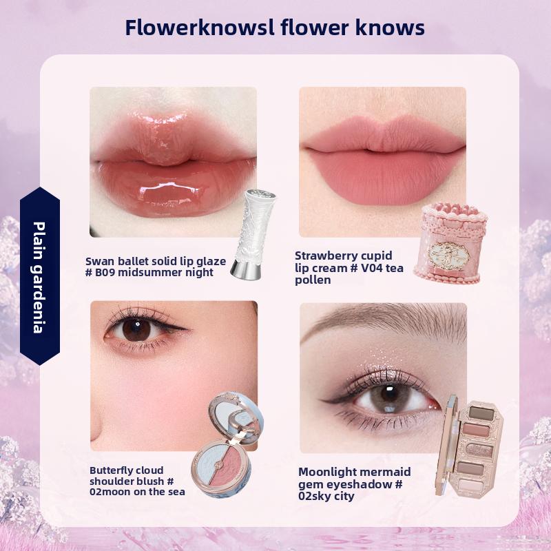 Flowerknows Gift Box Makeup Set Little Angel Full Box Lip Glaze Blusher Shell Jewelry Flower Know Birthday Gift Kit