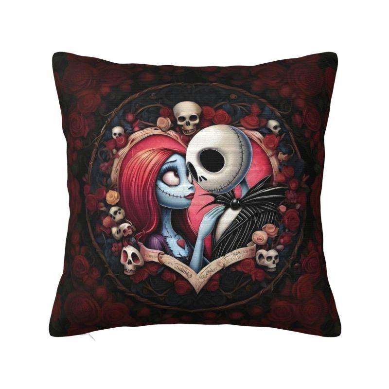 Custom Nightmare Before Christmas Pillow Case for Sofa Jack and Sally Luxury Cushion Cover Square Pillowcase