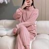 OEING Women's Thickened Warm Zipper Loungewear Set