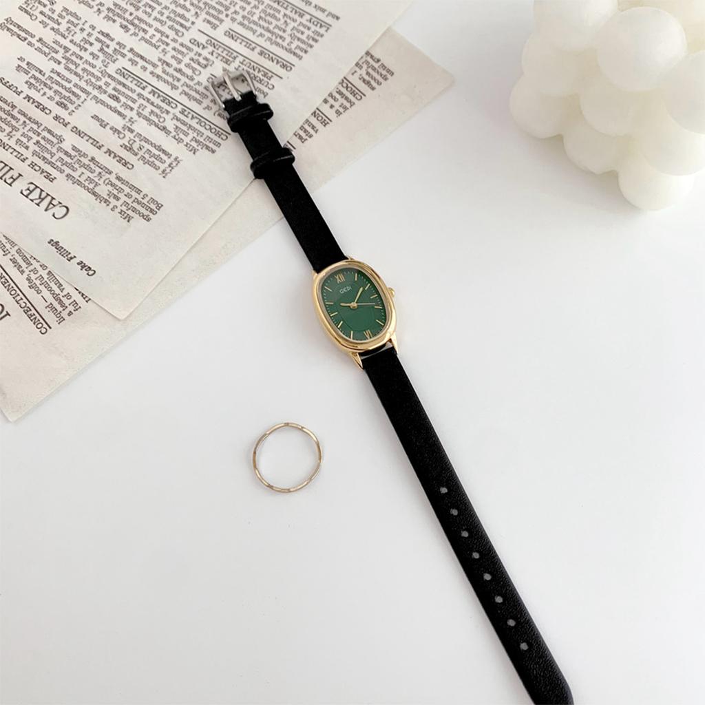 Ceas Nou de Lux Vintage pentru Femei, Minimalist, Oval, Cadran Mic, Rezistent la Apă, Piele Naturală, Ceasuri cu Cuarț, Cadou pentru Femei