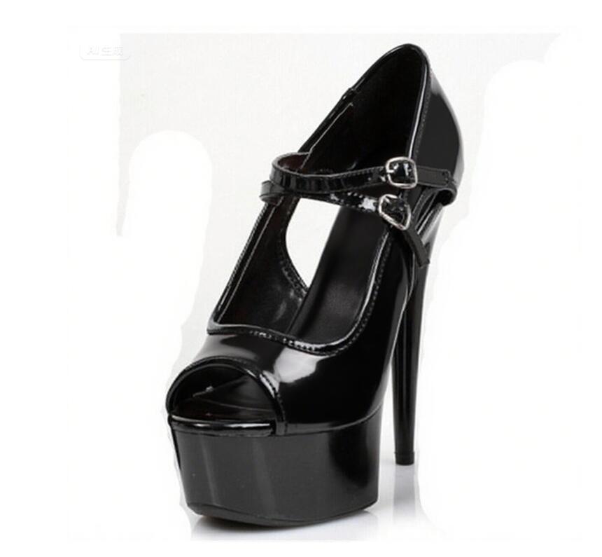 Sexy Fetish 6Inch Strip Thin High Heel Exotic Platform Sandals Women 15cm Pumps Rosy Red Patchwork Peep Toe Pole Dance Shoes