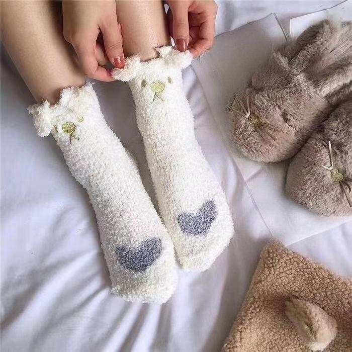 Women's Coral Fleece Winter Cat Claw Home Plush Socks Sleep Socks Floor Socks