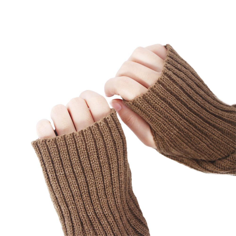 Color Fingerless Gloves Female Arm Warmers Wool Sleeve Cuff Knitted Arm Warmers Elastic Gloves