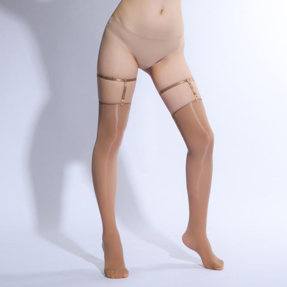 Cross-border 912-pin Thin Oil-permeable Black Silk Stockings 8D Sexy Women's Leg Ring Buckle Adjustable High Socks