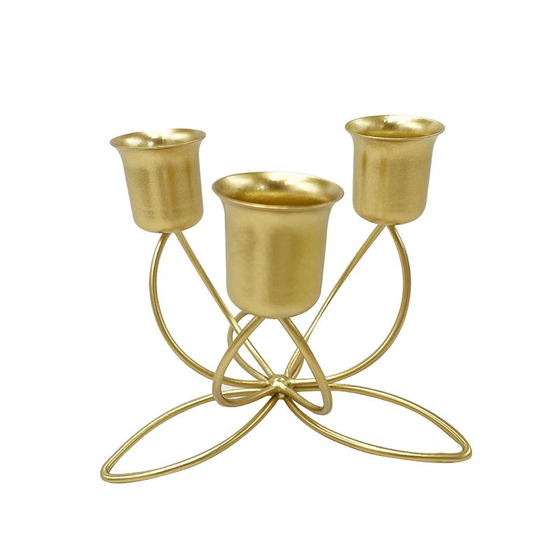 Iron Art Creative Ambience Stage Wedding Props Decorative Lotus Shaped Design Candlestick, Without Candles