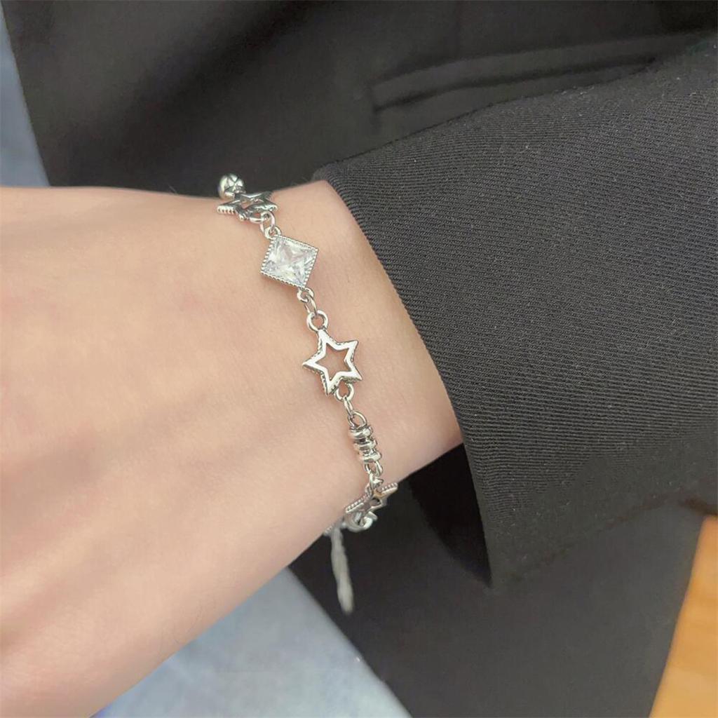 Silver Color Hollow Star Zircon Bracelet Female Interval Five-pointed Star Bracelets Korean Small Jewelry Gift for Women