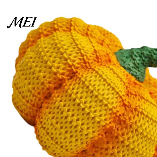 Unique Seasonal Room Ornament Handmade Resin Pumpkin Figurine Halloween Decor, Simulated Knit Tabletop Statue, Ornaments Mini Fall Holiday for