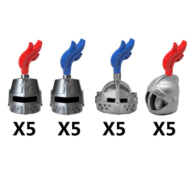 Medieval Knight MOC Building Block Helmet Mask Soldier Weapon Short Trident Shoulder Armour Vest Gun Hoe Axe Sword Toy Gift K049