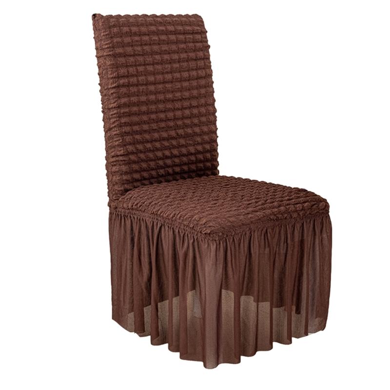 Thickened Fabric Skirt Chair Cover 3D Seersuckers Stretch Chair Slipcover for Dining Room Kitchen Banquet Home Decor
