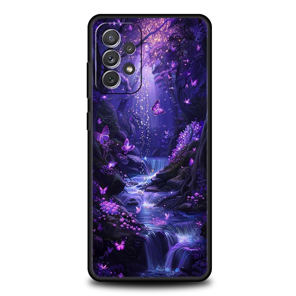 

Phone Case for Samsung Galaxy A55 A53 A52 A52S A51 A41 A35 A32 A25 A23 A15 A13 A71 A72 5G Soft TPU Shell Art Purple Butterfly Samsung A07