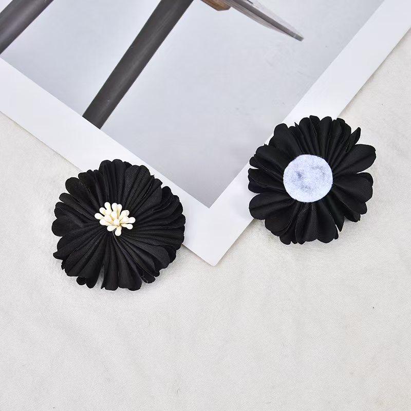 Retro Hong Kong Style Satin Flower Fabric Hair Accessories - Handmade Hair Ties, Headbands, Clips, and Earrings.