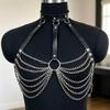 Catena Pettorale in Pelle Punk Europea e Americana: Collare, Cintura e Binders Sexy da Donna con Dettagli Metallici
