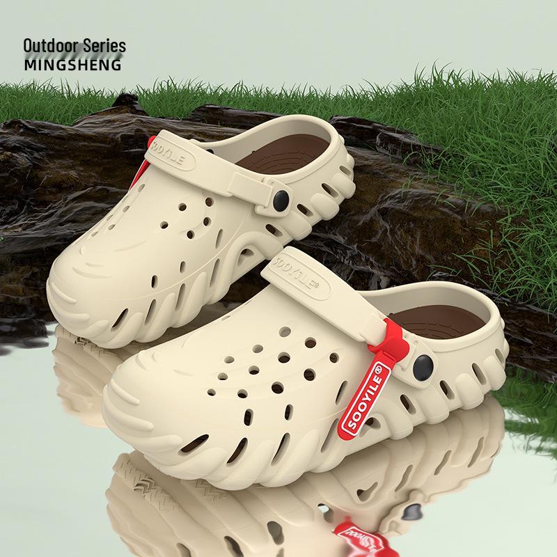 Sandálias Masculinas para Exterior Antiderrapantes com Biqueira Fechada - Resistentes ao Desgaste, Sola Macia Sapatos de Praia