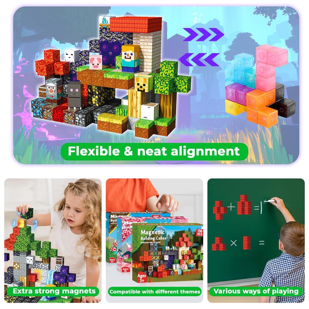 150 Pcs Magnetic Building Blocks, Educational Toys for Kids, Boys and Girls, Birthday Gift, Christmas Gift