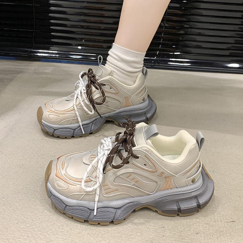 Women's Autumn New Retro Time Light and Breathable Thick-soled Casual Sneakers Women's