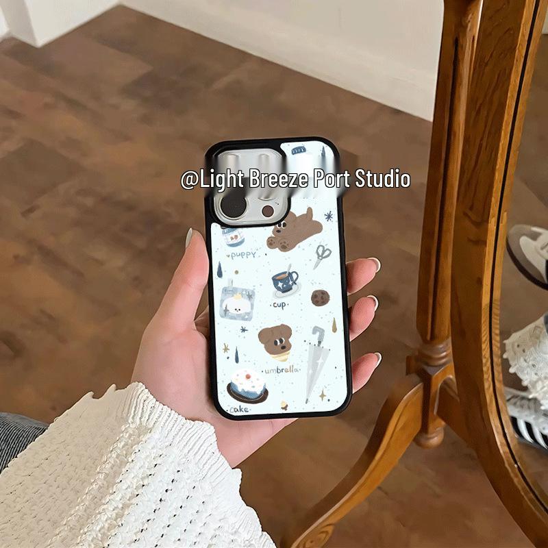 

Korean Style iPhone 16 Pro Max/Apple 13/14/15 Case with Anti-Fall Protection and Dog Design Apple 16 Plus