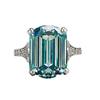 Elegant Green Tourmaline & Diamond Ring - S925 Silver, 10x14mm Square Gemstone