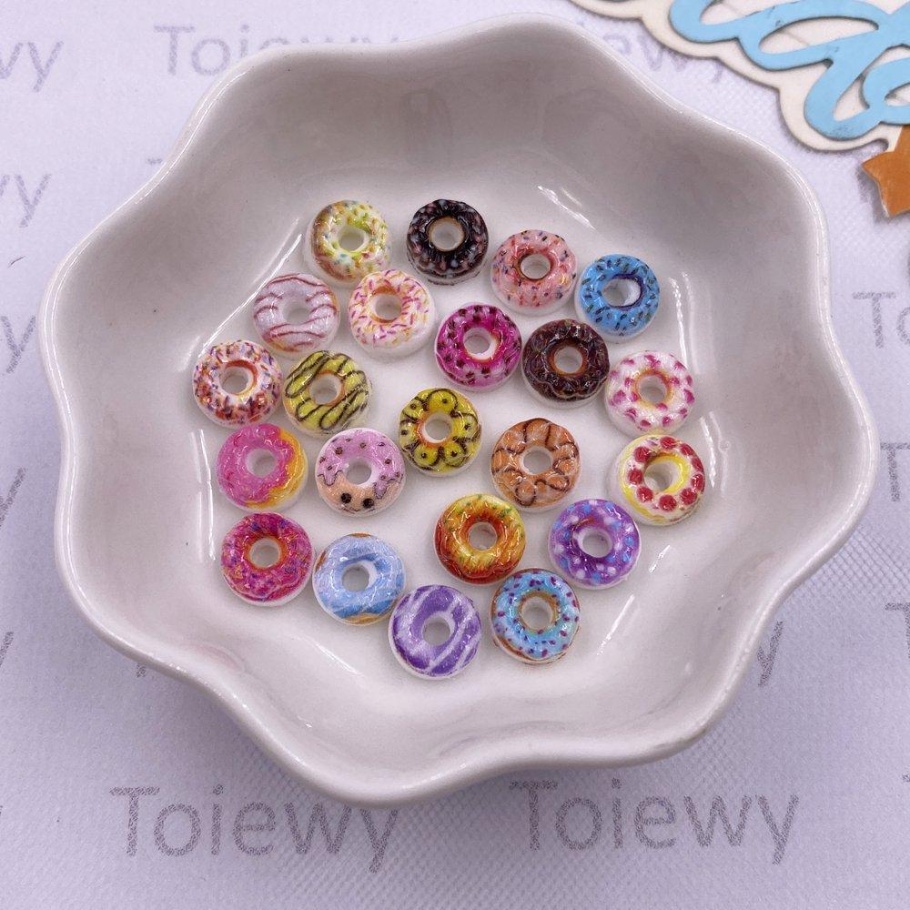 60pcs Mix Colorful Resin Mini Painted Cheese Doughnut Nail Art Flatback Stone Figurines Scrapbook Charm DIY Jewelry Decor Crafts