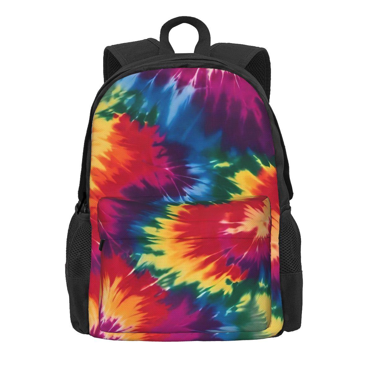 Blauwe Tie Dye Rugzak Abstracte Kunstprint Kampeerrugzakken Dames Heren Kawaii Schooltassen Hoge Kwaliteit Ademende Rugzak 36x32x10cm