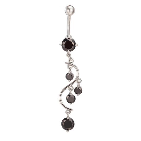 Sexy Shiny Cubic Zirconia Dangle Bikini Jewelry Belly Button Navel Barbell Ring