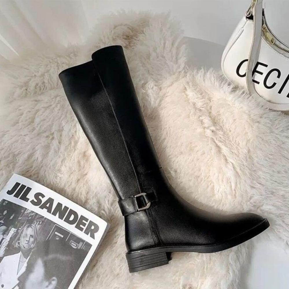 2025 Autumn/Winter New Style Retro Knee-High Boots for Women - Below-the-Knee, Slimming Riding Boots