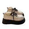 Damen Schnürschuhe mit großem Zeh aus kleinem Leder Frühling Neu Retro Britischer Stil Plateauschuhe Alleskönner