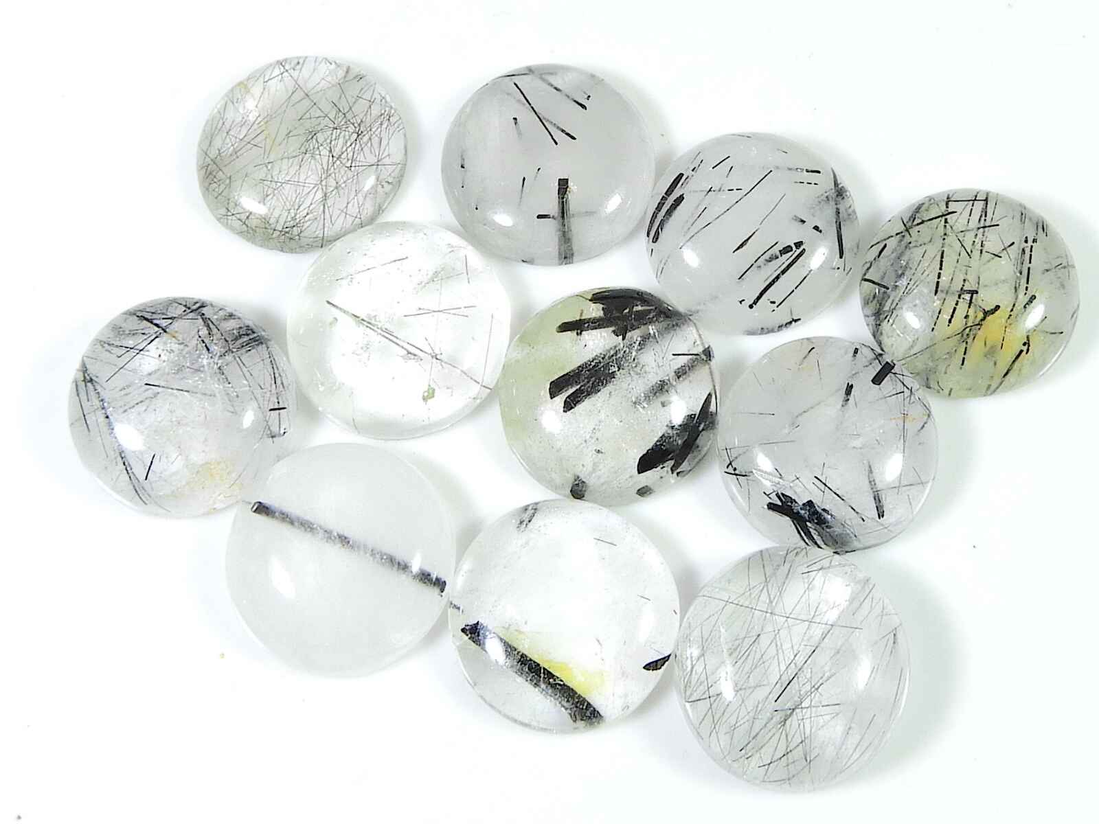 

101Cts Natural Black Rutile Quartz Cabochon Loose Gemstone 11Pcs Lot 15X15MM RQ-1497