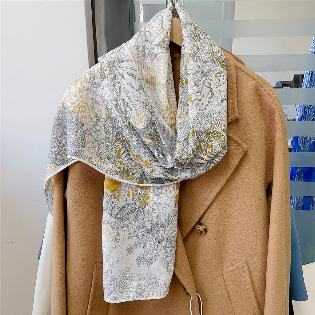 Gift for Mom Thin Silk Scarf Small Shawl for Women 2024 New Long Style Elegant Fashionable Large Ribbon Decoration