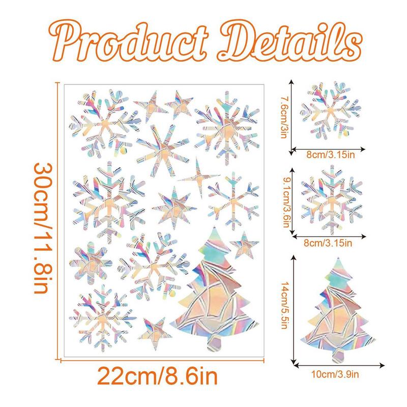 Sun Catcher PVC Electrostatic Glass Stickers for Window Funny Christmas Theme Pattern Rainbow Prisms Sticker Christmas Decals