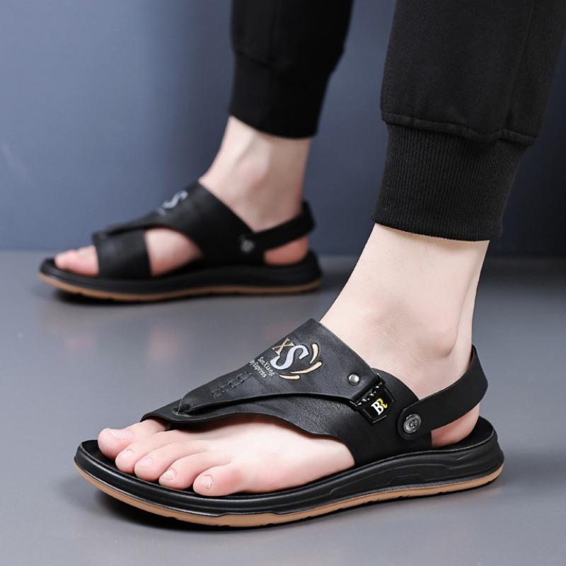 Fashion Men's Flip-flops Fashion Casual Leather Sandals Outdoor Comfort Driving Sandals for Men Anti-Slip Flat Sandals Sandalias Hombre