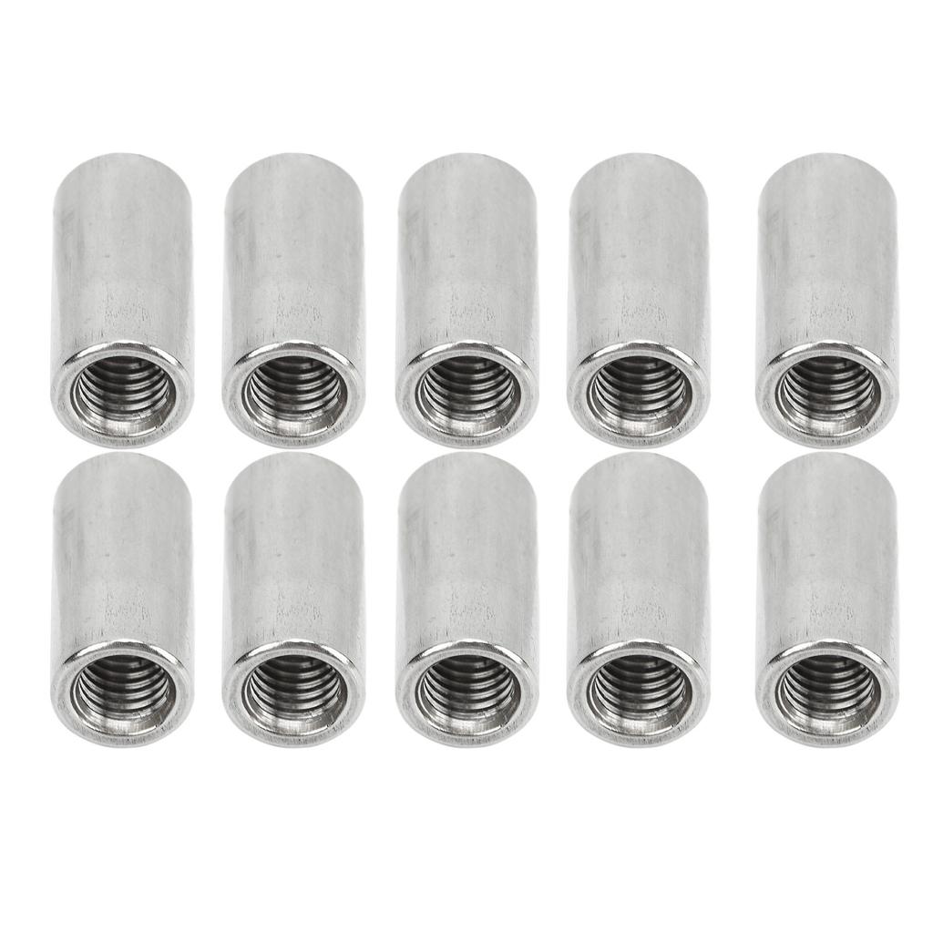 10 Pcs Round Connector Nut M8x1.25 Female Thread L25mm Rod Coupling Nuts Stainless Steel Threaded Sleeve Rod
