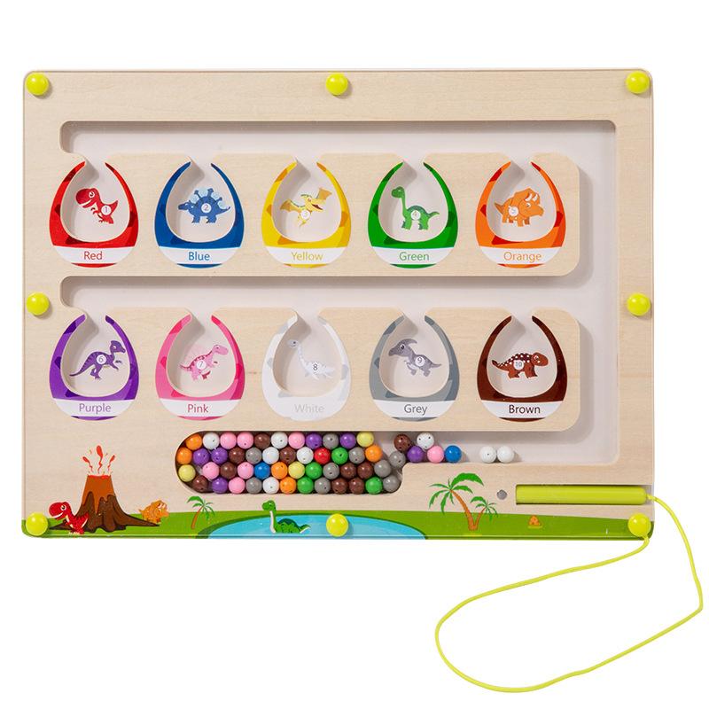Wooden Children'S Early Education Magnetic Dinosaur Egg Color Classification Board Exercise Hand-Eye Coordination Educational Toy