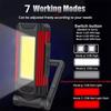 LED Work Light 10w Rechargeable Working Hook Cob Flashlight Fold Waterproof Magnetic USB Emergency Brightest Camping Flashlights