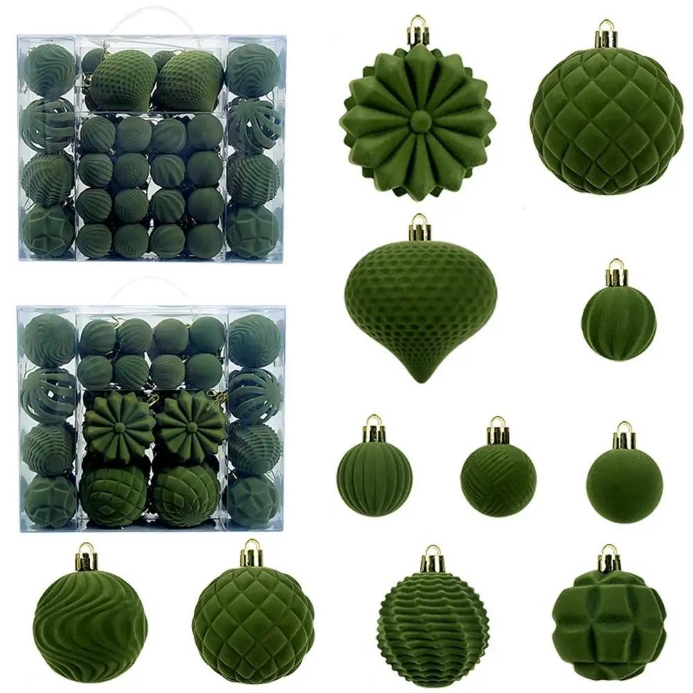 48pcs/set Velvet Christmas Ball Ornaments Christmas Decoration Box Set Products Set Ball Pendant Ball 4/6/8cm Christmas Hom Y8M5
