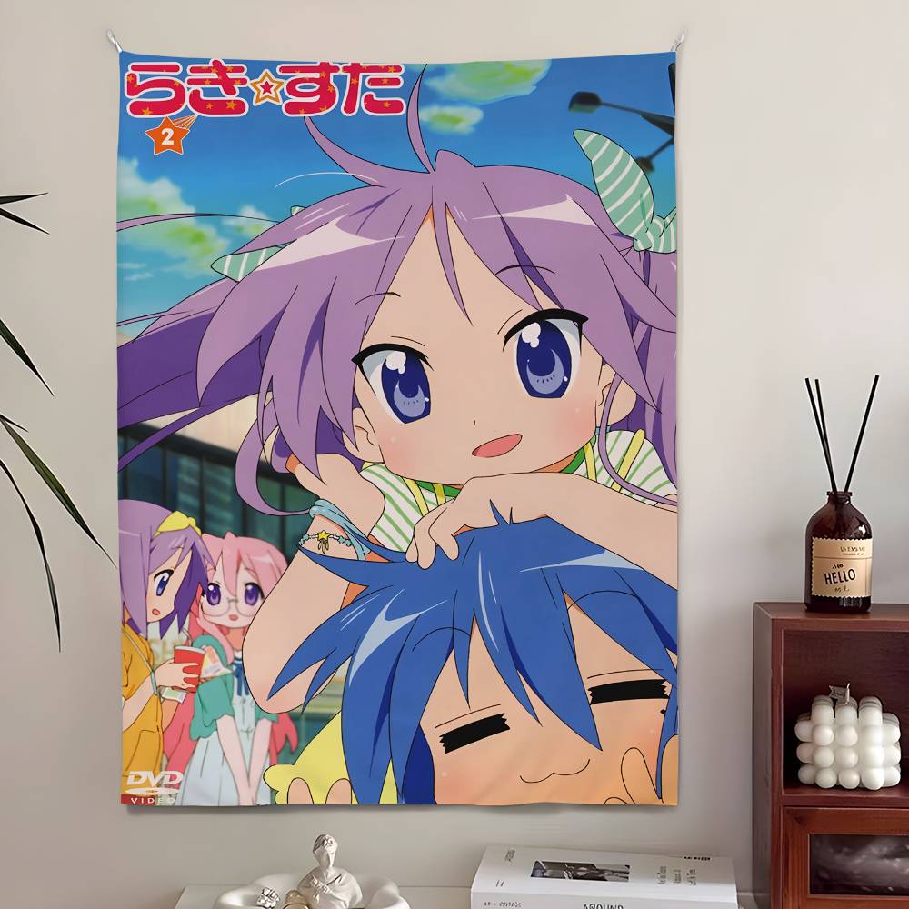

Comptiq 2007 Lucky Star Fatestay night Magazine Cover Wall Tapestry Nostalgic Room Decor for Classic Otaku Visual Novel Fan 74x94cm(29x37in)