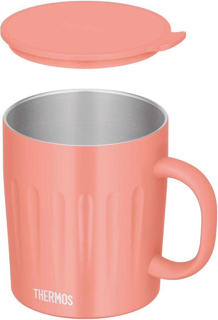 Thermos Vacuum Insulated Mug 550ml Coral Pink Embossed Large Capacity Model Dishwasher Safe CP JTA-550