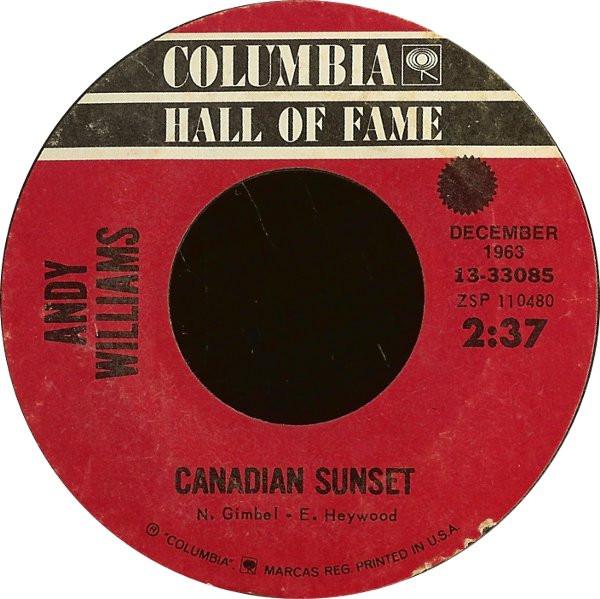 

7-дюймовая пластинка ЭНДИ УИЛЬЯМС - Канадский закат / Гавайская свадьба 133085 Columbia США Поп Б/У