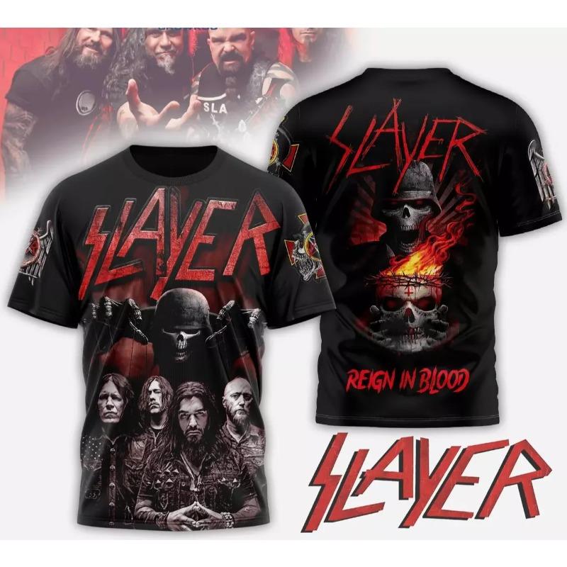 Popular Metal Rock Band Slayer 3D Print T-shirts Men s Hip Hop Style Street TShirt Fashion Short Sleeve Top Cosplay Tees XXS