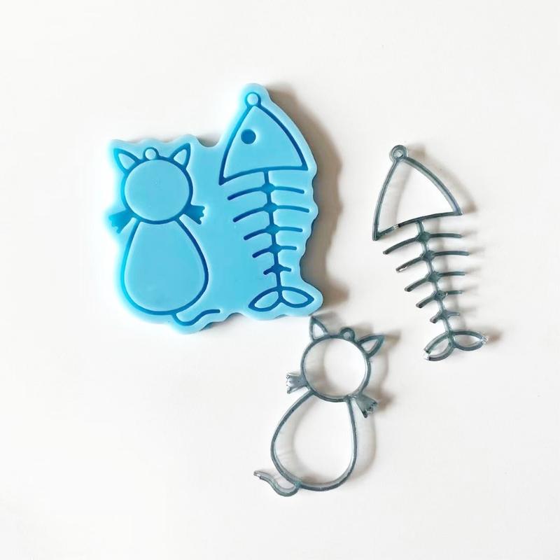 Shiny Cats Fish Rabbit Earrings Mould Silicone Epoxy Resin Molds DIY Earrings Jewelry Making Keychain Jewelry Tools