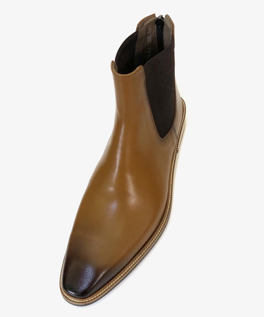 Joenshoe Back Zipper Reel Chelsea Boots Light Brown