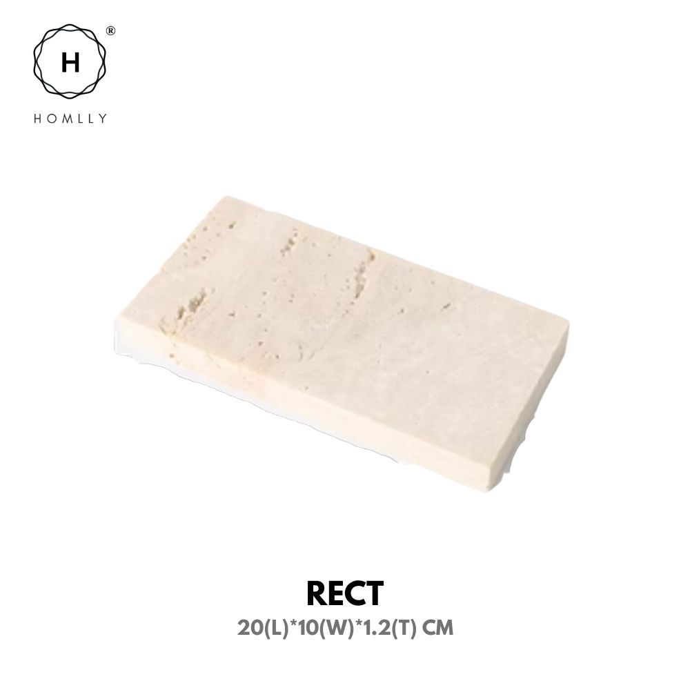 Homlly Beige Travertine Decorative Stone Tray Slab (X5 PCS)